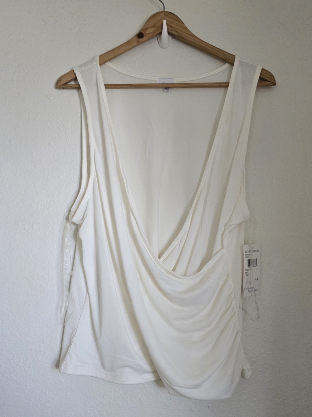 Madison & Berkeley Woman Ivory Draped V-Neck Tank